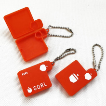 New fashion cheap custom design mini cute orange flat shaped dispenser medicine container PP plastic travel pill box with chain